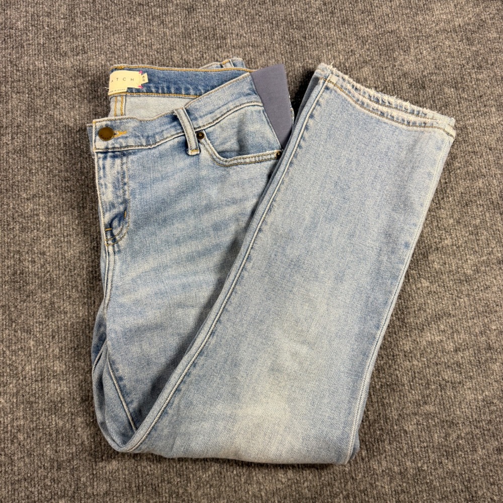 HATCH Maternity Straight Leg Cotton Blend Light Blue Jeans Size 29 Normcore